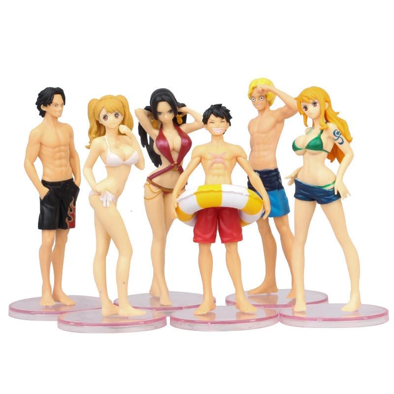 Lot de 6 Figurine One Piece Les Mugiwara a la Plage