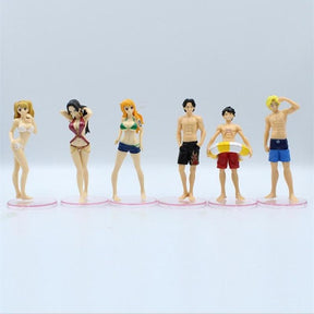 Lot de 6 Figurine One Piece Les Mugiwara a la Plage