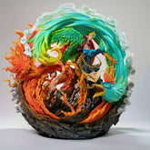 Statue Collector One Piece Ace Et Marco Dragon De Feu Et Phoenix De Flammes Bleu