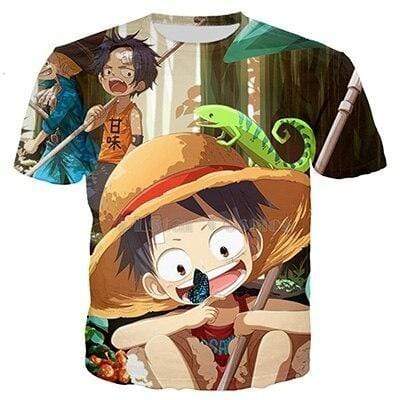 T Shirt One Piece Kawaii Ace Et Luffy Enfant 7XL